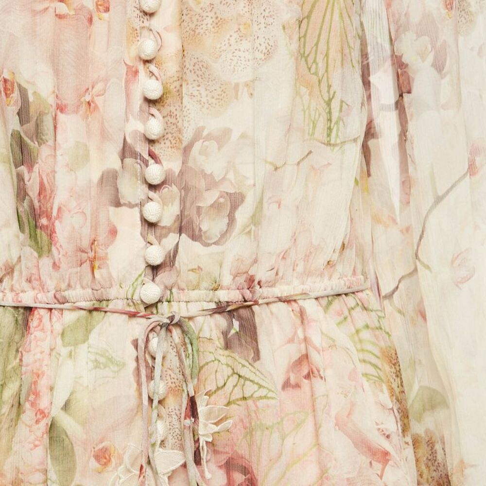 Zimmermann Pink Floral Print Silk Dancer Flutter Playsuit L - Picture 3 of 5